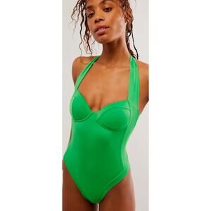 We are HAH Pull Thru Green One Piece Swimsuit - L